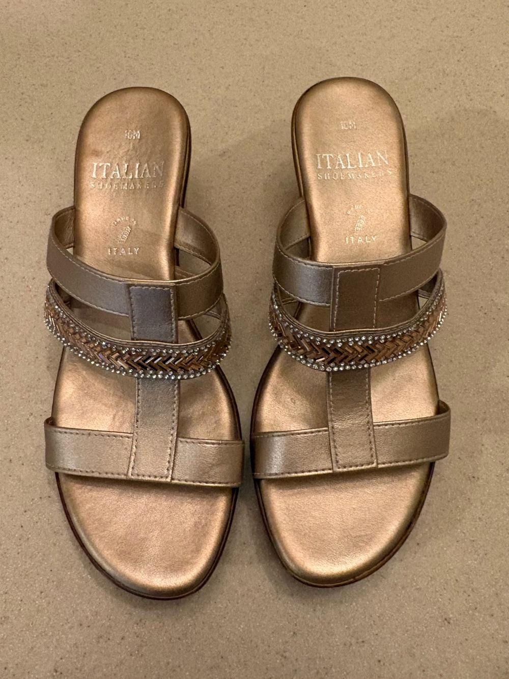 Italian Shoemakers Women's Metallic Gold/Bronze Wedge Heel Sandals